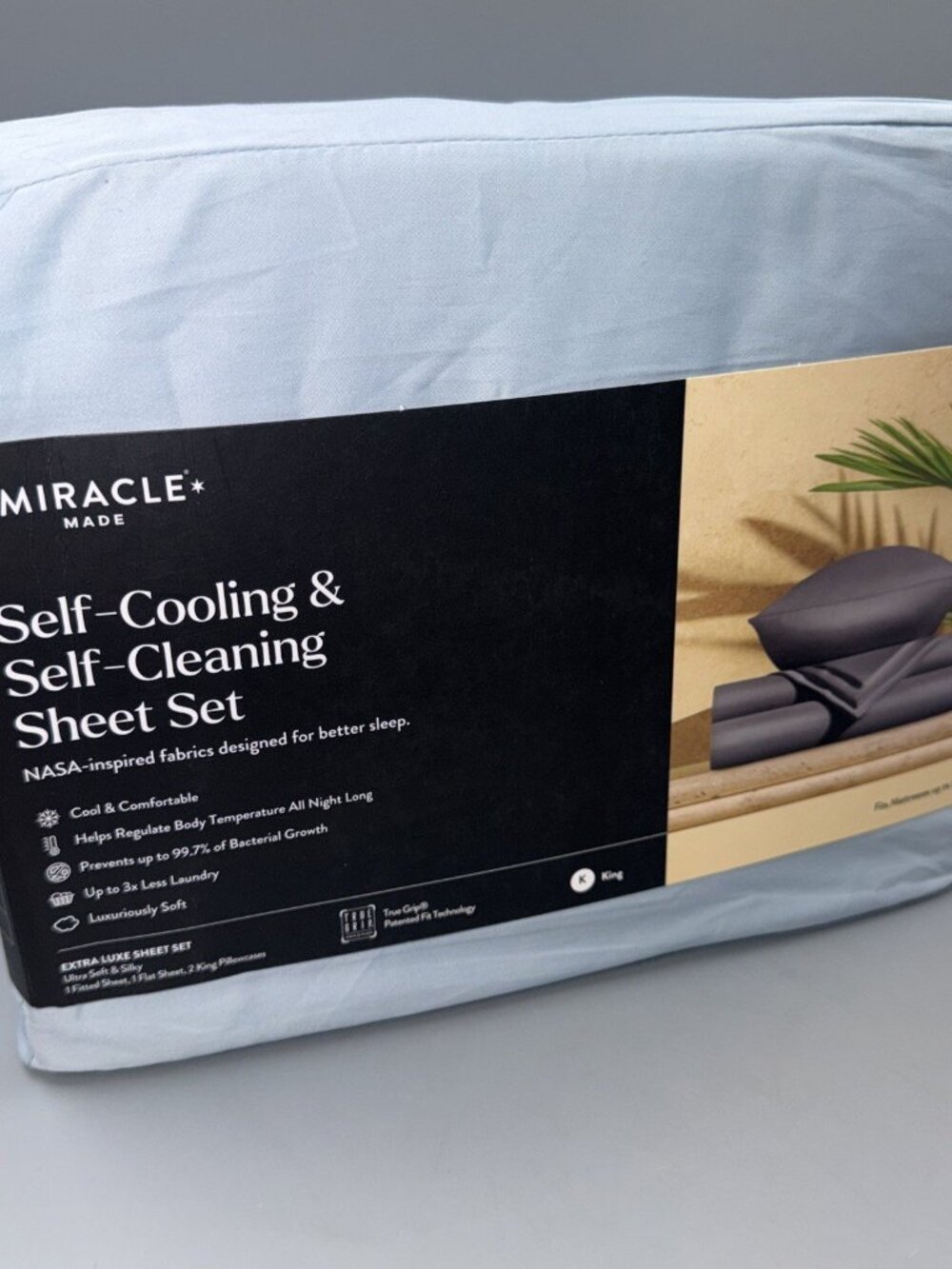 Miracle Made Luxe King Sheet Set Sky Blue NWT